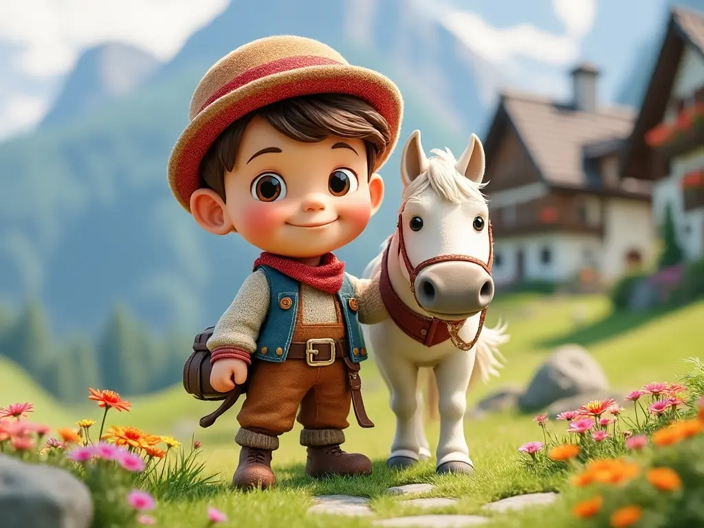 3D character of a boy with a horse