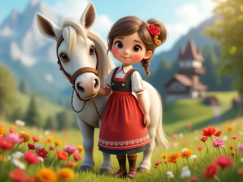 3D character of a girl with a horse