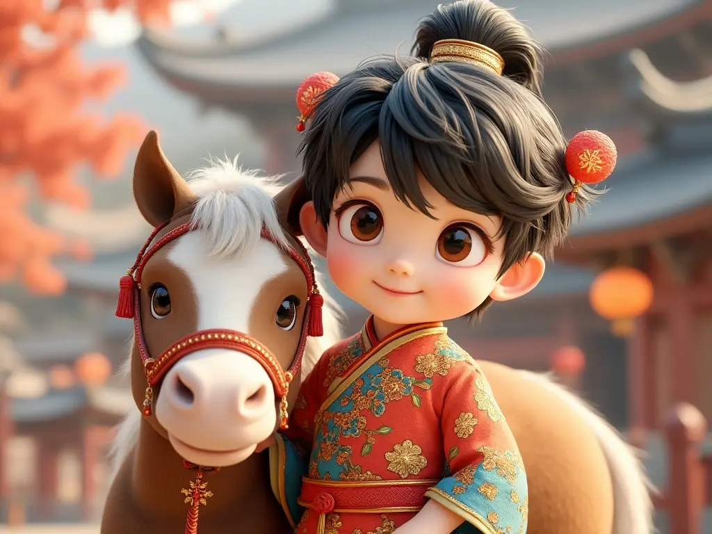 3D character of a boy with a horse