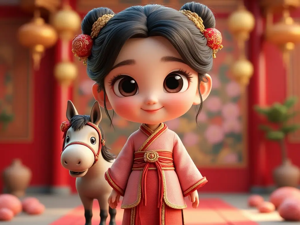 3D character of a girl with a horse