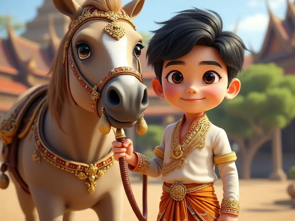 3D character of a boy with a horse