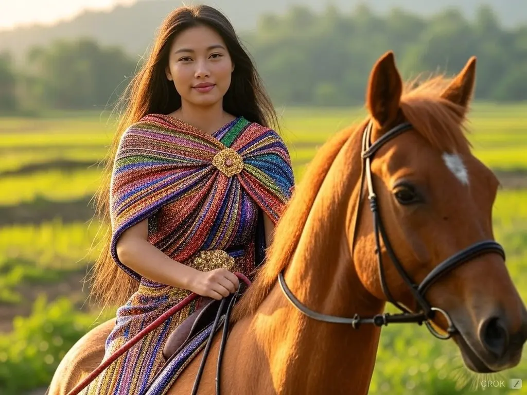 Traditional Thai woman with a horse