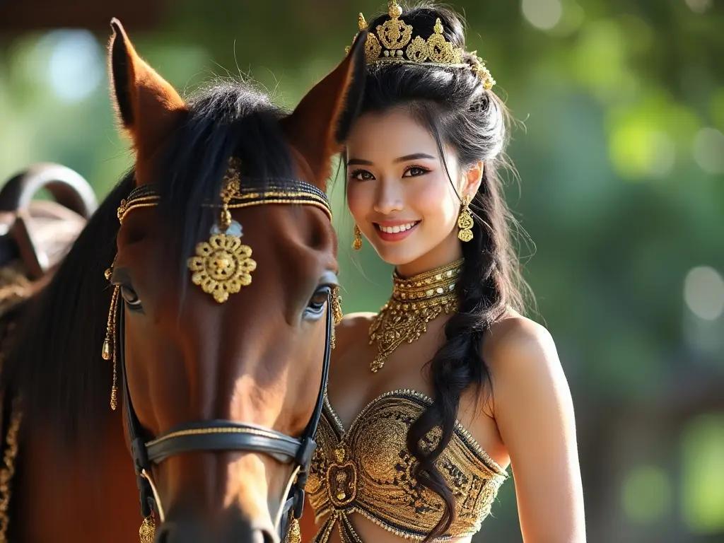Traditional Thai woman with a horse