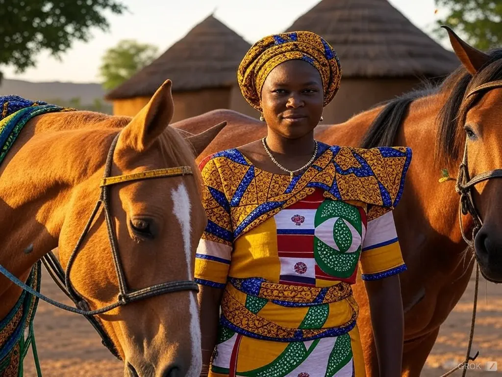 Traditional Togo woman with a horse