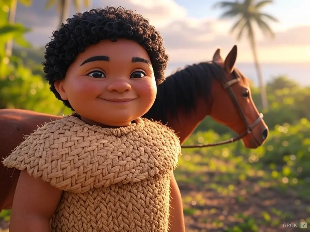 3D character of a boy with a horse