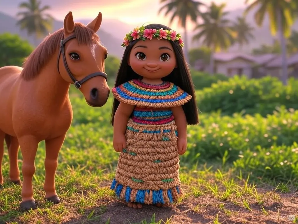 3D character of a girl with a horse