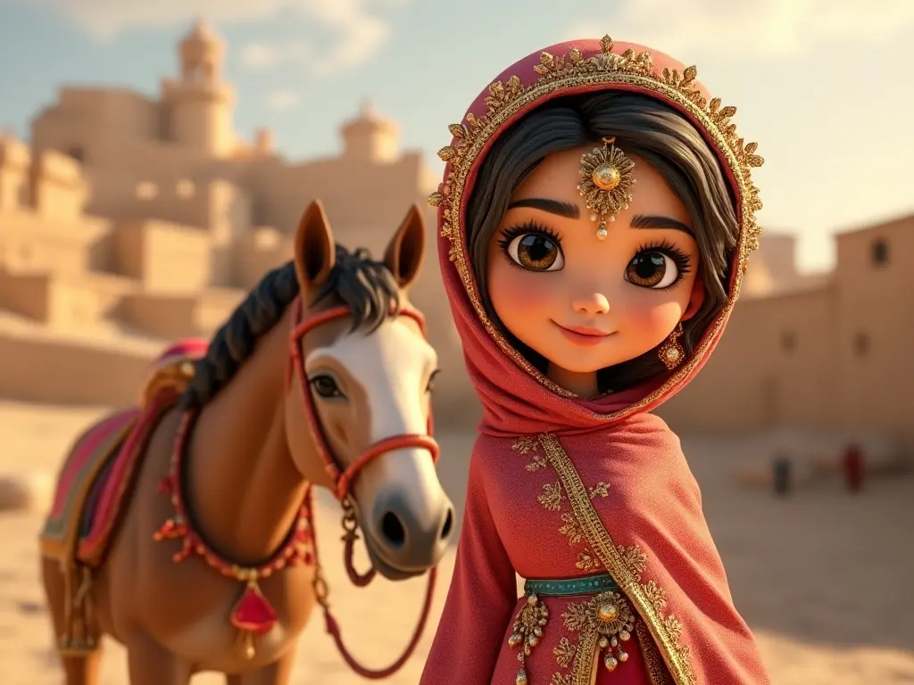 3D character of a girl with a horse