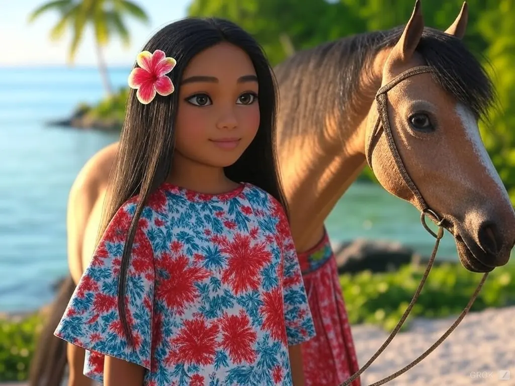 3D character of a girl with a horse