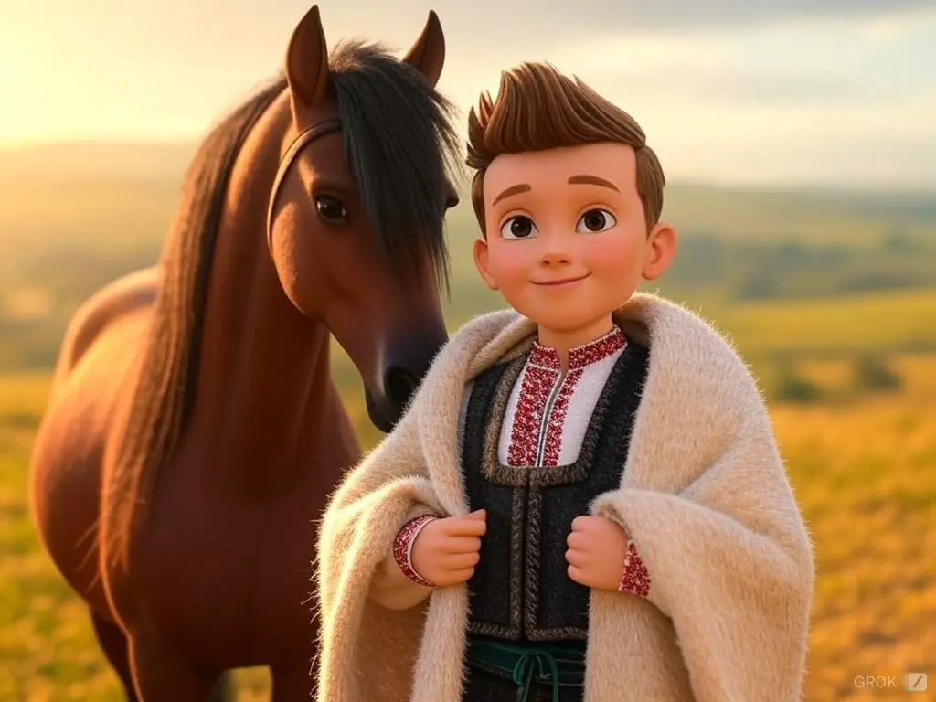 3D character of a boy with a horse