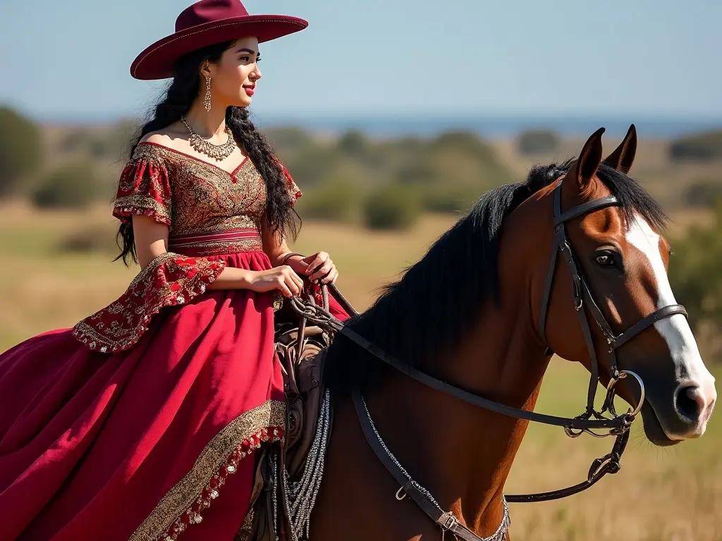 Traditional Uruguayan woman with a horse