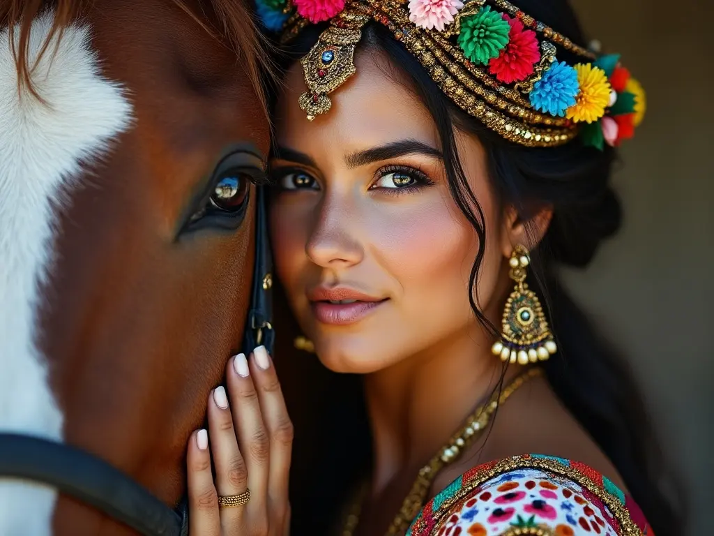 Traditional Uruguayan woman with a horse