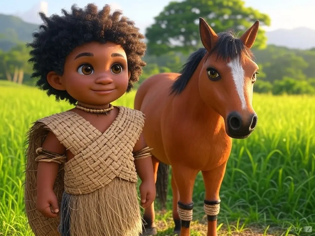 3D character of a boy with a horse