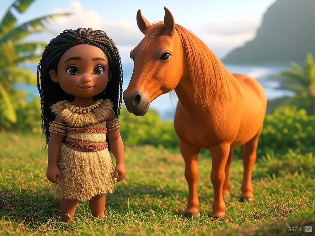 3D character of a girl with a horse