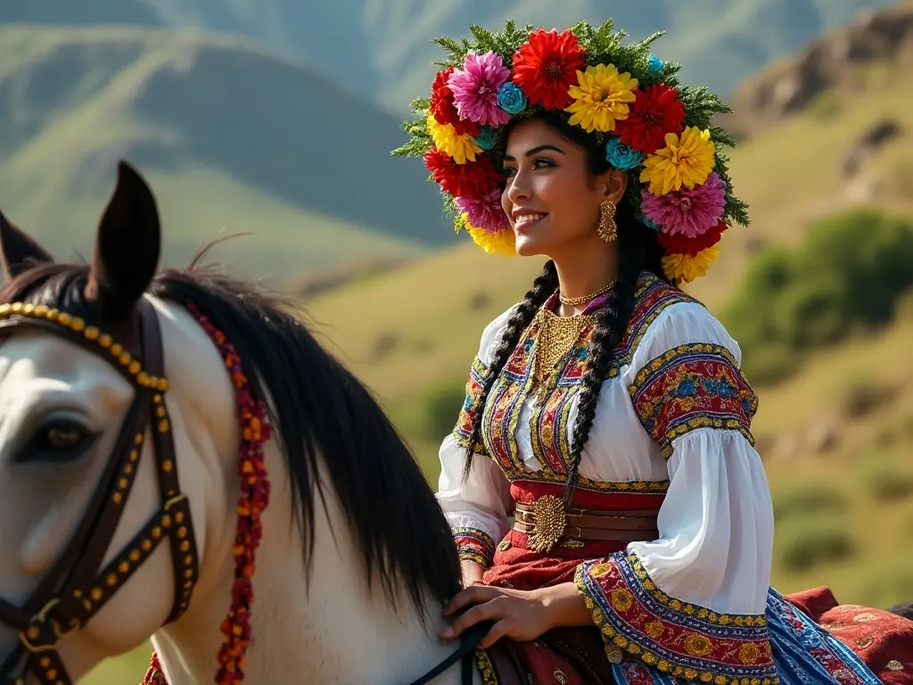 Traditional Venezuelan woman with a horse