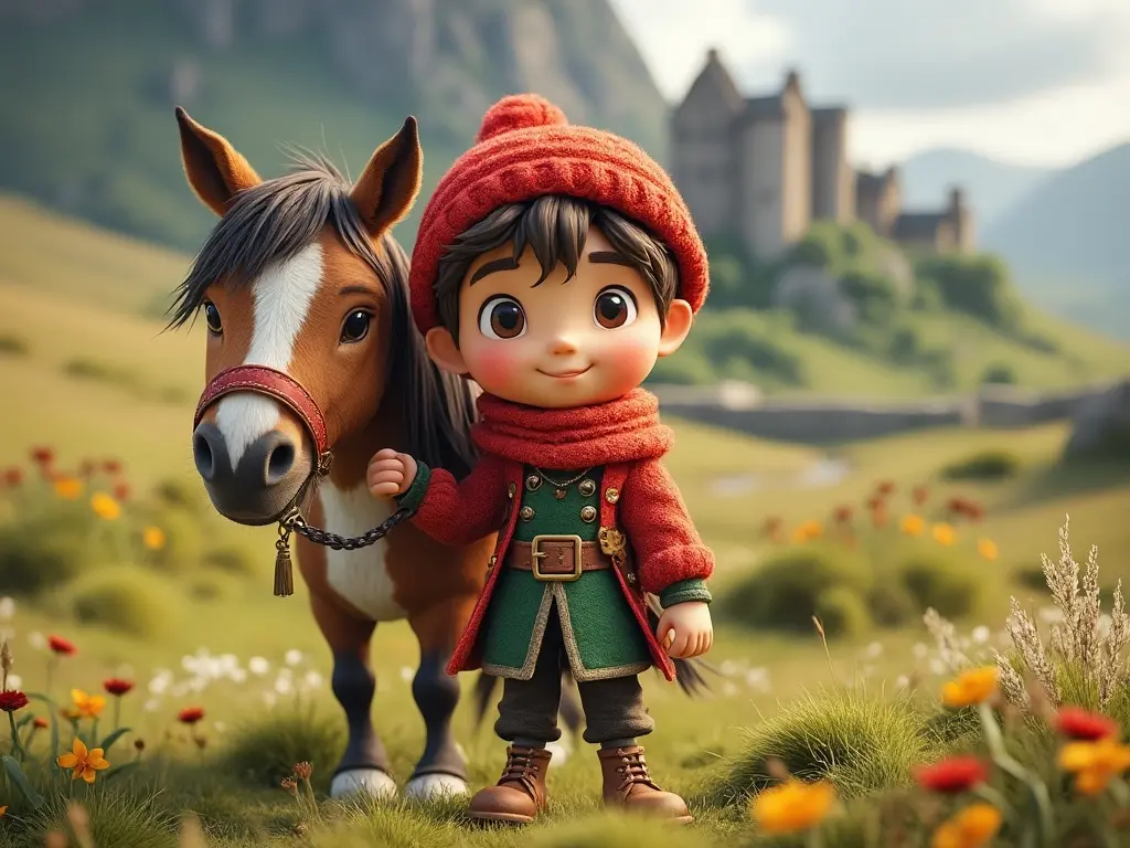 3D character of a boy with a horse