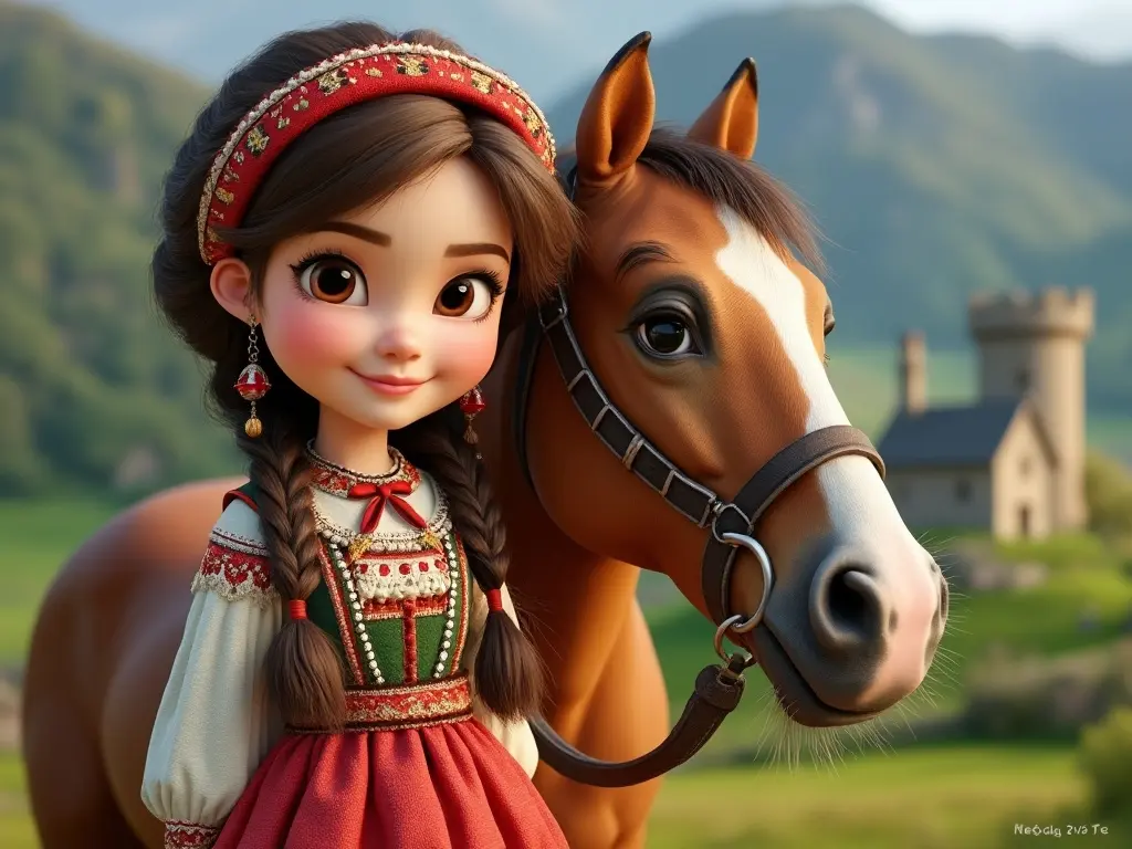 3D character of a girl with a horse