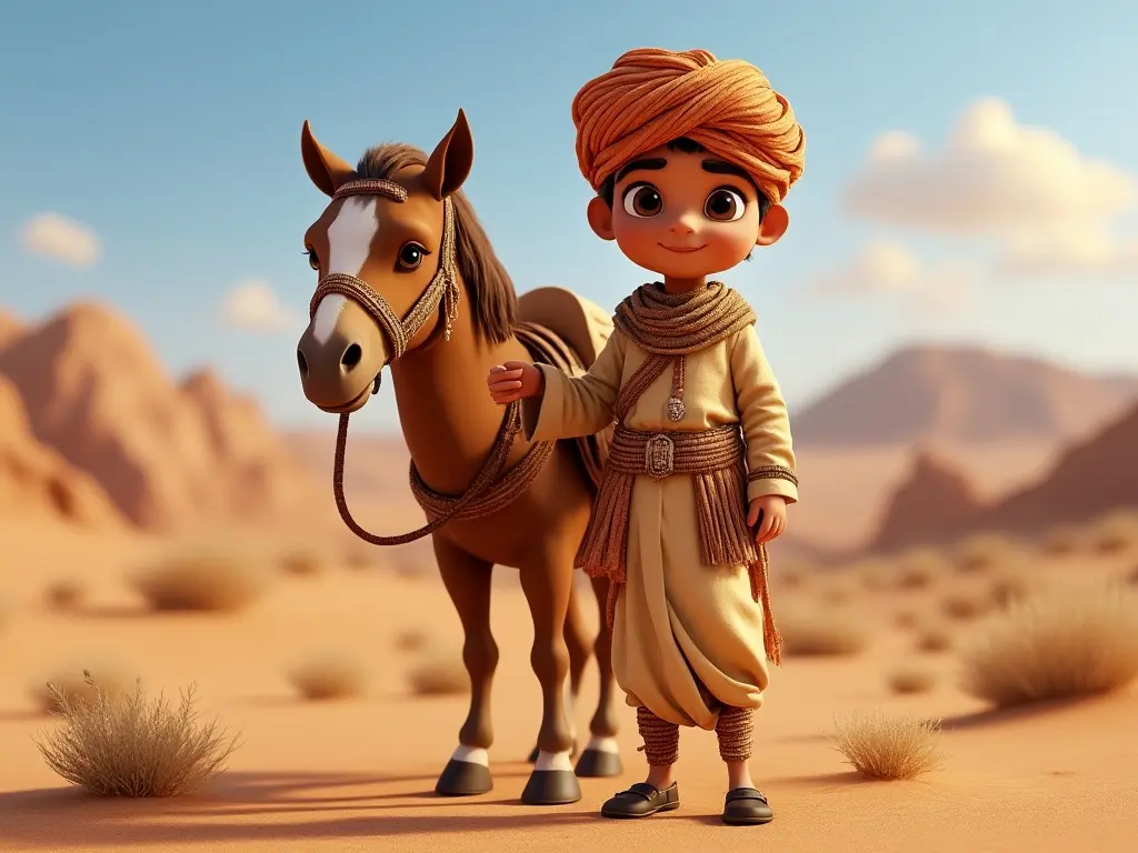 3D character of a boy with a horse