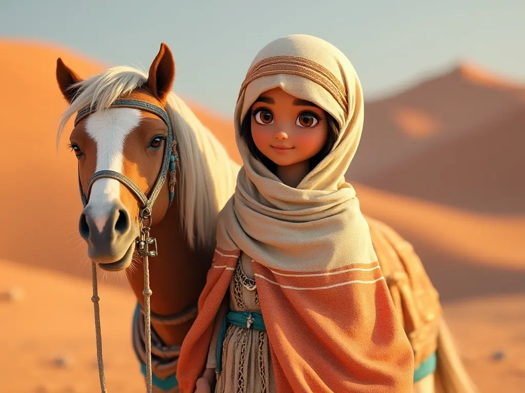 3D character of a girl with a horse