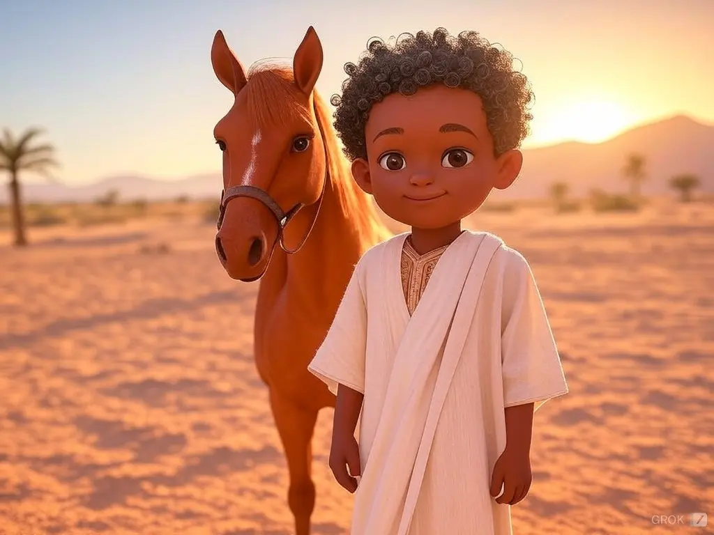 3D character of a boy with a horse