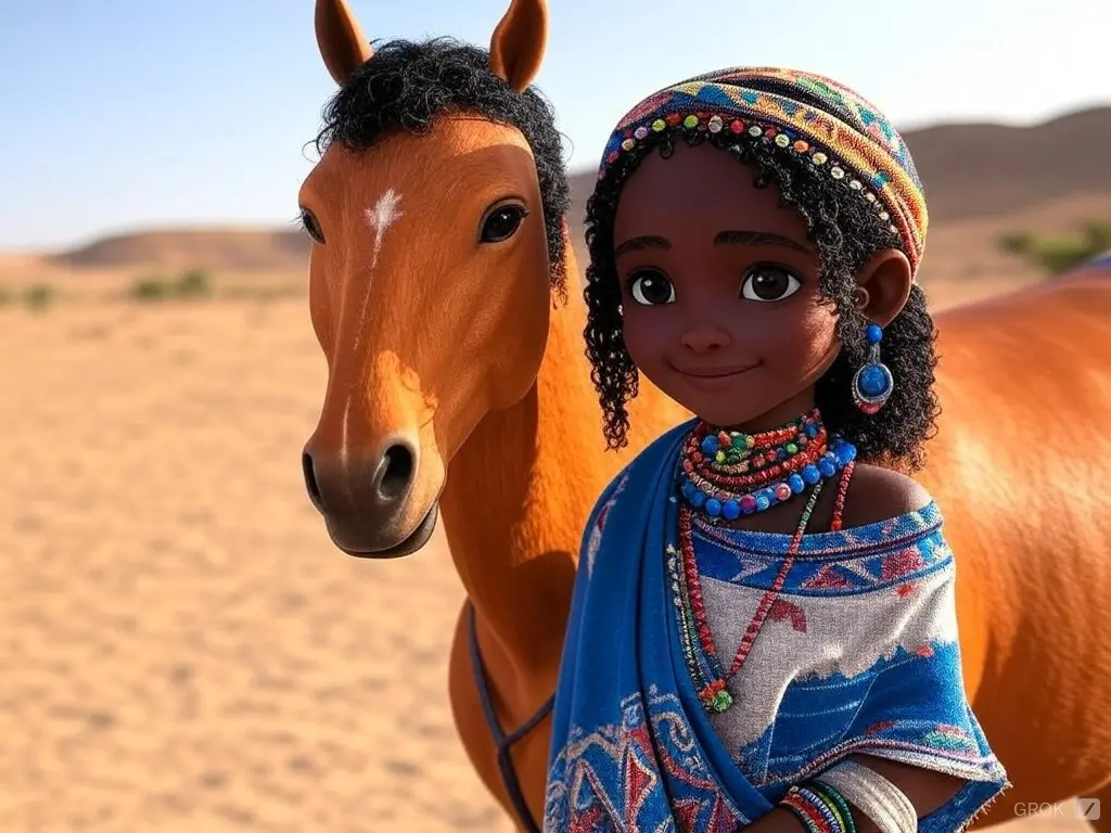 3D character of a girl with a horse