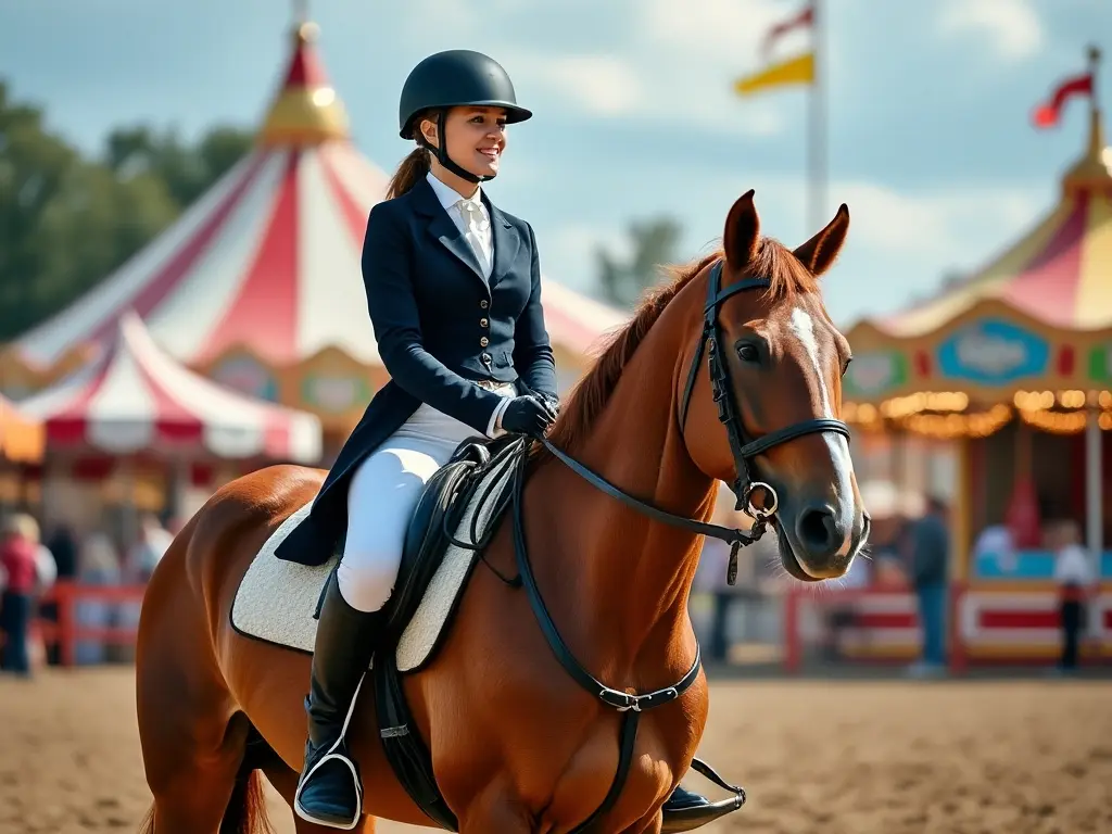 woman on a horse at a fun fair