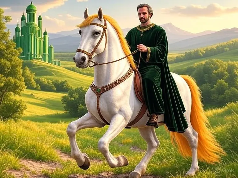 King riding a horse