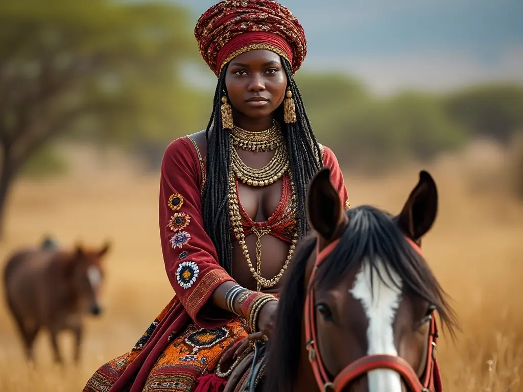 Traditional Zambian woman with a horse