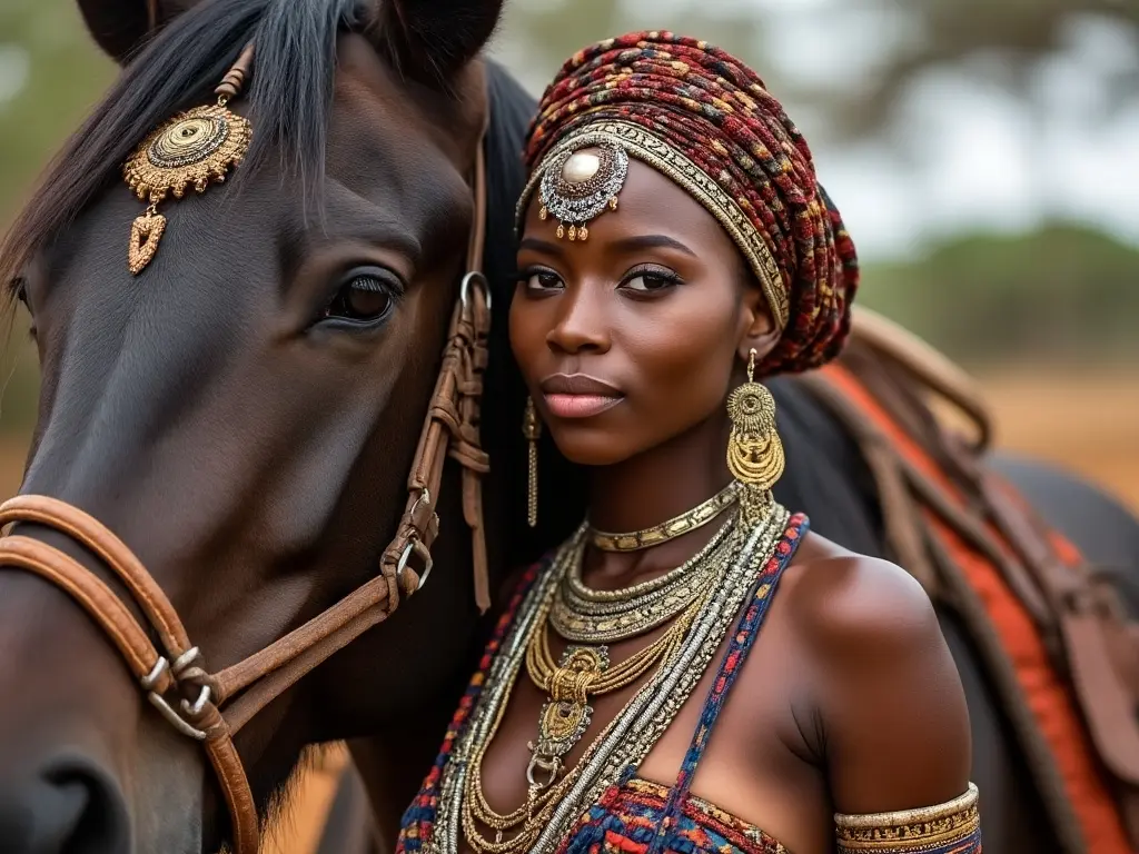 Traditional Zambian woman with a horse