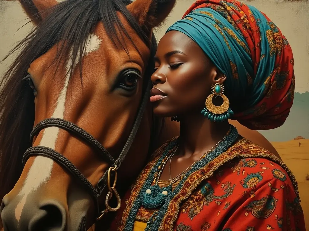 Traditional Zimbabwean woman with a horse